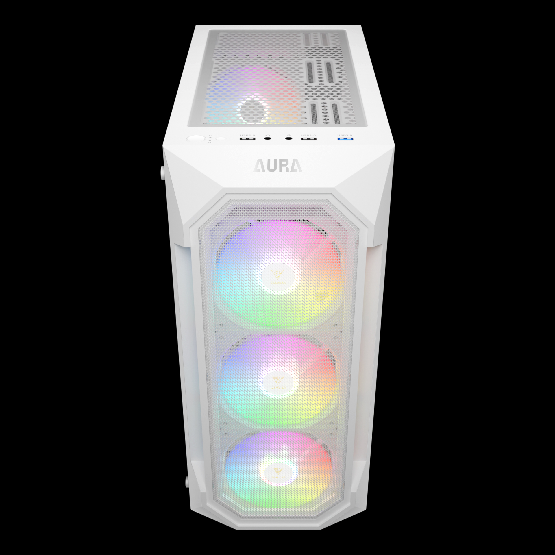 GAMDIAS AURA GC1 ELITE ARGB Mid Tower Gaming Case - White GAMDIAS AURA GC1 ELITE ARGB Mid Tower Gaming Case - White
